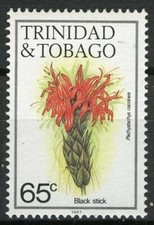 Trinidad & Tobago 1983, 65c Flower, Black Stick, Impr 1987 VF MNH, Mi 486V