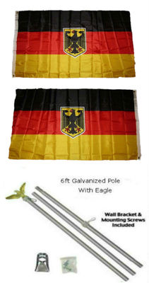 3x5 German Germany Eagle 2ply Flag Galvanized Pole Kit Eagle Top 3'x5'