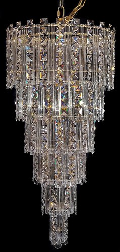 Set of THREE (3) Schonbek-Swarovski Art Deco MCM Chandeliers - Picture 2 of 9