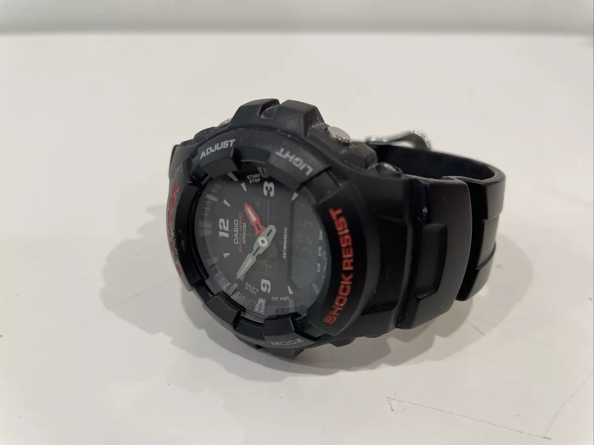 Casio G SHOCK G100 1BV Classic Analog Digital Watch Black red