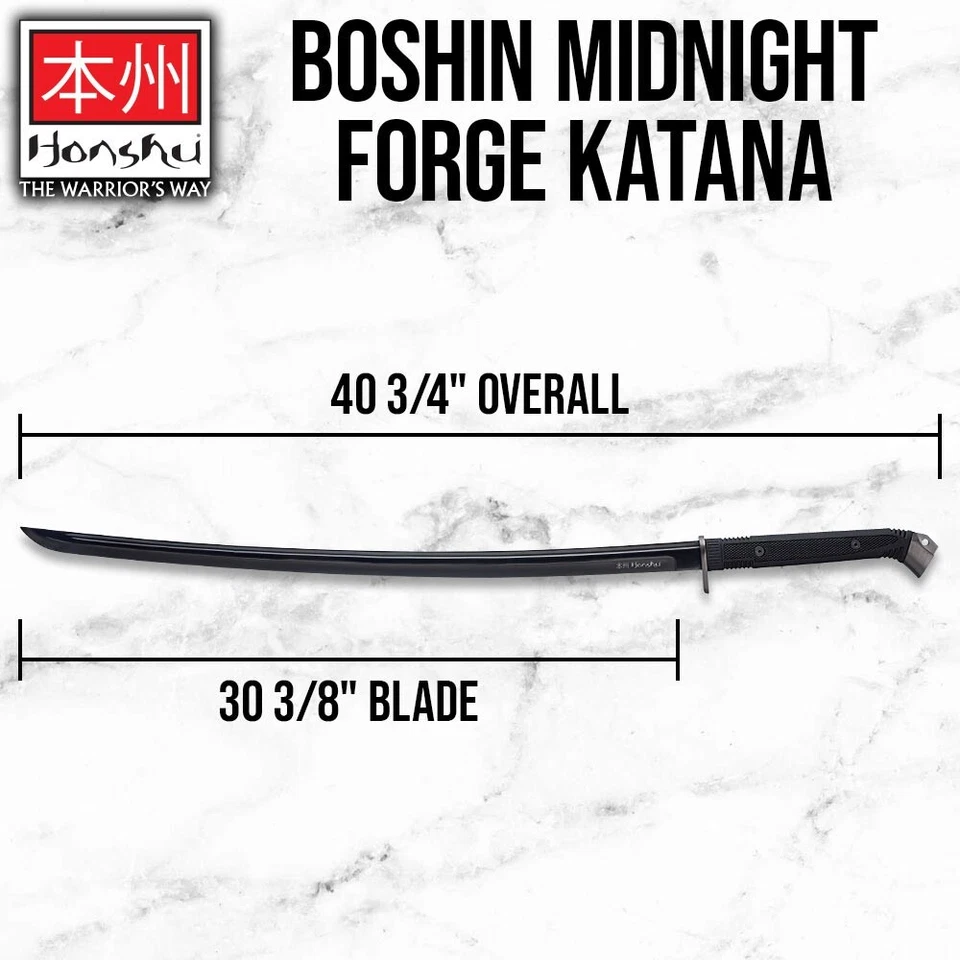 Катана Honshu Boshin Midnight Forge с ножнами, углеродистая сталь, общая длина 40 3/4 дюйма - Изображение 2 из 4