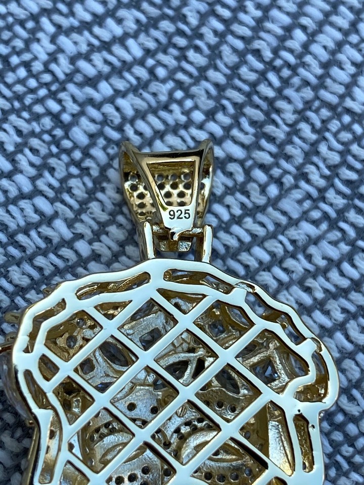 14k Gold Plated 925 Sterling Silver Jesus Piece Pendant Simulated ...