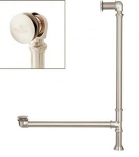 Signature Hardware 1-1/2 Tub Drain w Ball Swivel, Overflow, Drain Brushed Nickel