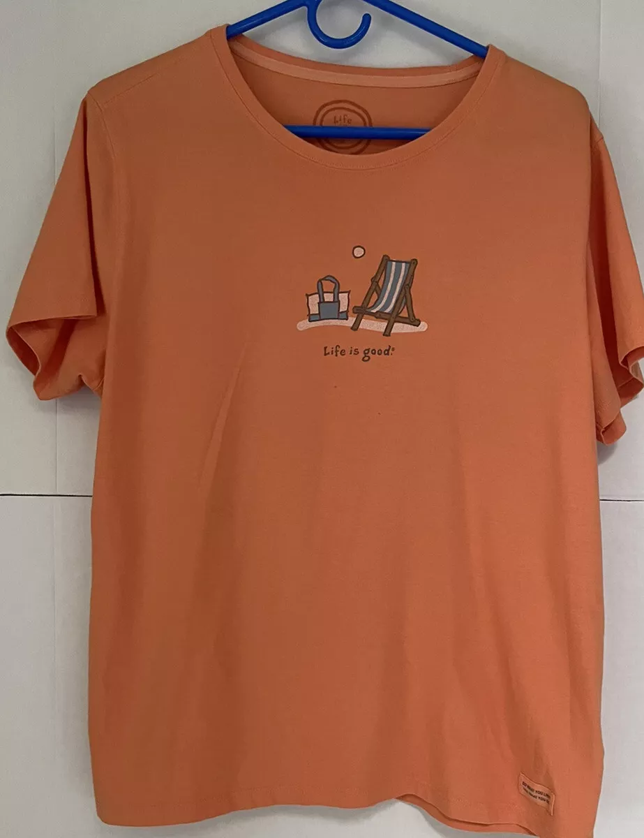 LIFE IS GOOD BEACH CHAIR womens t shirt orange size Large