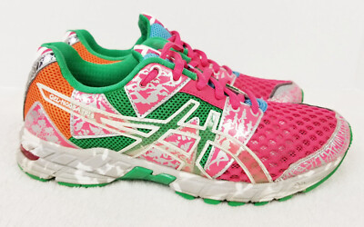 Asics Gel-Noosa Tri 8 Athletic Running Shoes -Pink/Green/Orange -T356Q -Womens 6