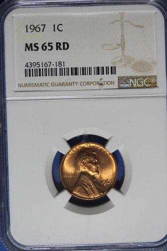 1967 NGC 1C MS65 RD LINCOLN MEMORIAL CENT #B49719