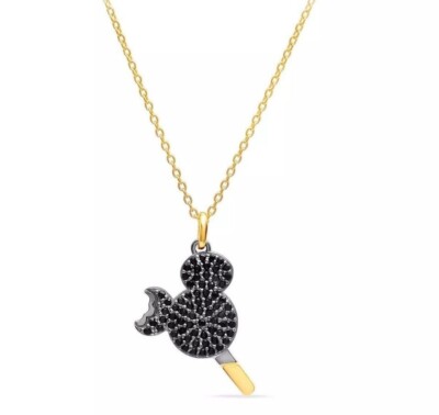 Gorgeous Mickey Mouse Ice Cream Bar Cz Pendant Necklace 925 Sterling Silver