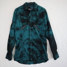 Roar Shirt Mens Small Signature Western Flap Pocket Snap Tie Dye Long Sleeve