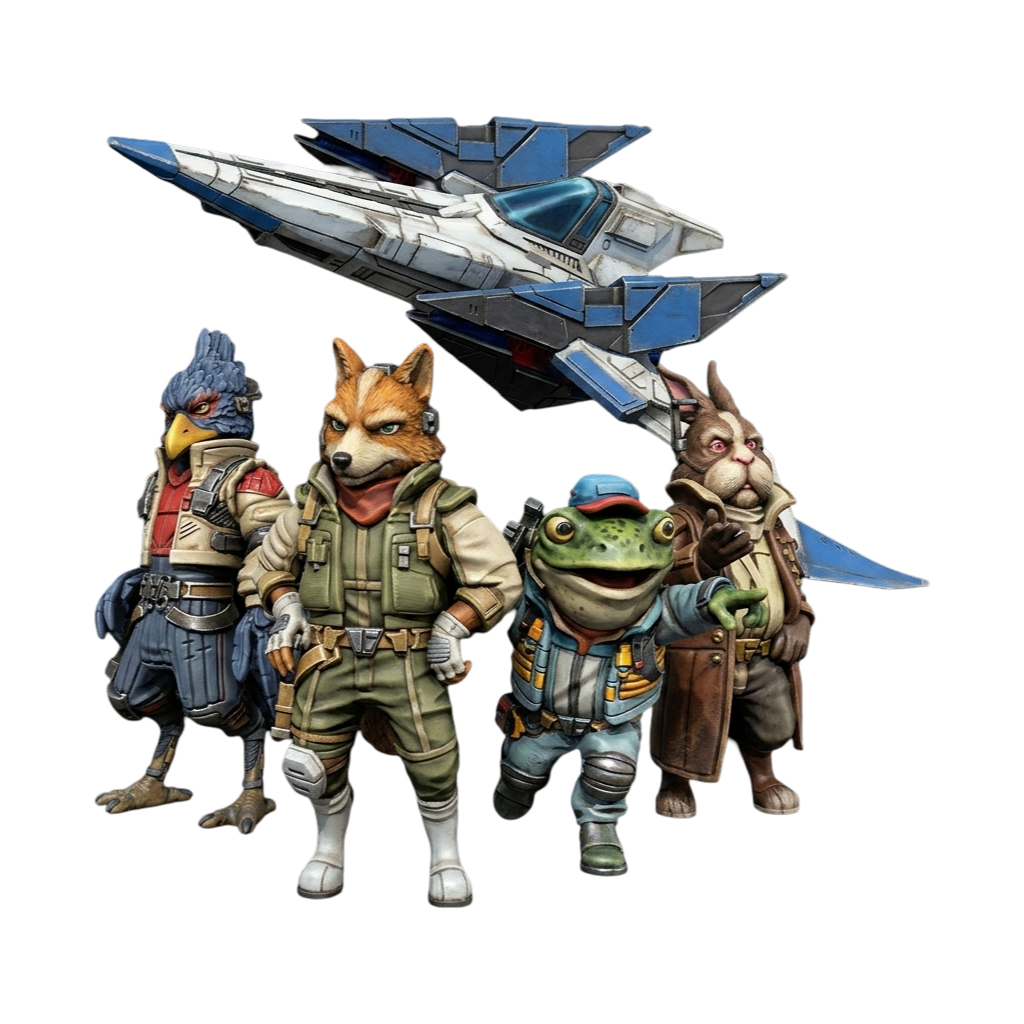 Starfox Nintendo N64 Switch Miniature Toys Figures Arwing Display