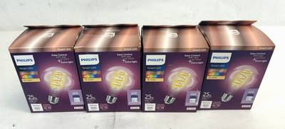 Lot of 4 - Philips Smart 25W Equivalent Dimmable Clear Color Filament G25 -E26