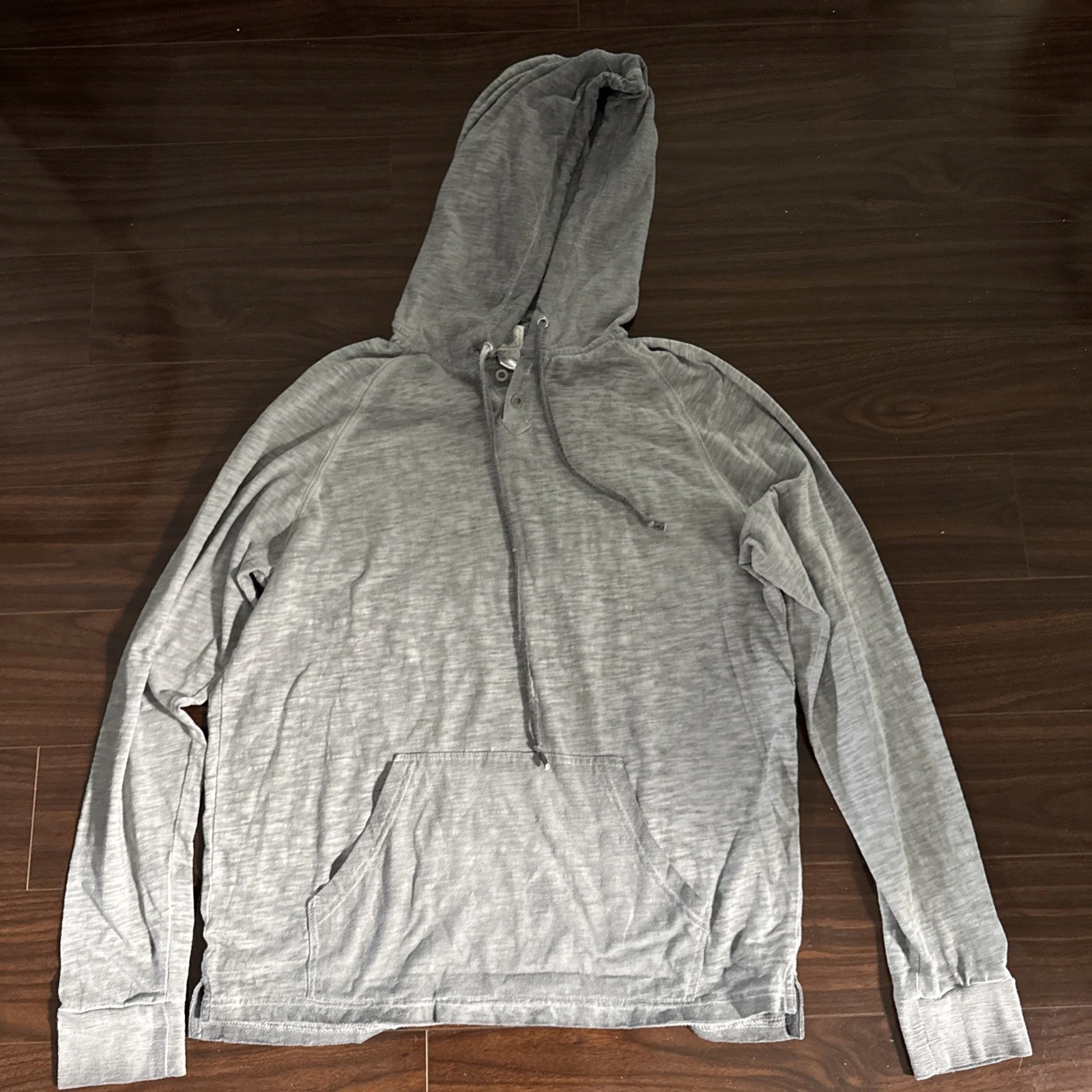 VTG Gray Lee Dungarees Hoodie Light Weight Sweatshirt L Cotton Blend