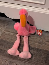 TY Beanie Baby Retired Pinky The Flamingo 1995 With Tags