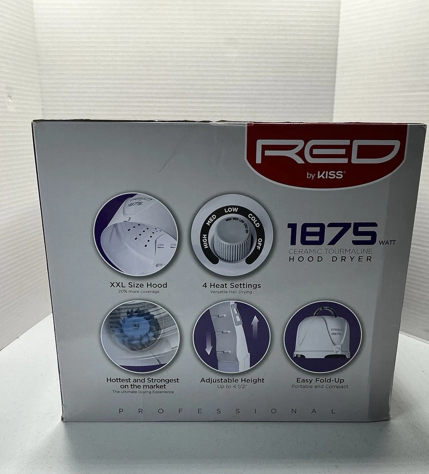 Red by Kiss 专业 1875 瓦陶瓷碧玺罩吹风机工作正常! — 第 2/4 张图片