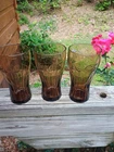 Vintage Collectibles Coca-Cola ,Brown Glass Set of 3 16 Oz Glasses