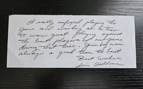 1950s JIM GIBBONS HAND SIGNED HAND WRITTEN NOTE DETROIT LIONS