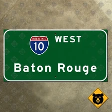 Louisiana Interstate 10 west Baton Rouge highway road sign 16x8