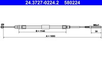 Hinten Links Ate 24.3727-0224.2 Seilzug, Feststellbremse FüR Bmw