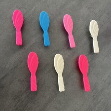 VTG 1990's Rainbow Assortment Barbie Clam Shell Plastic Doll Brushes - Lot Of 6