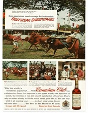 1956 Canadian Club Whiskey Madura Java Bull Run Derby Vintage Print Ad