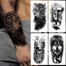 Waterproof Temporary Tattoos for Men Women Animal Lion Tiger Bear Tattoo Sticker