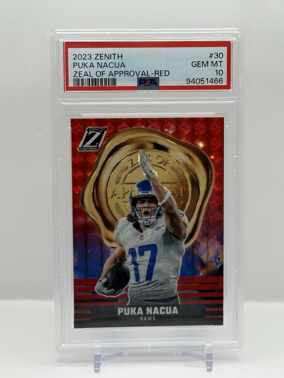 Puka Nacua Panini Zenith Zeal of Approval #30 Red