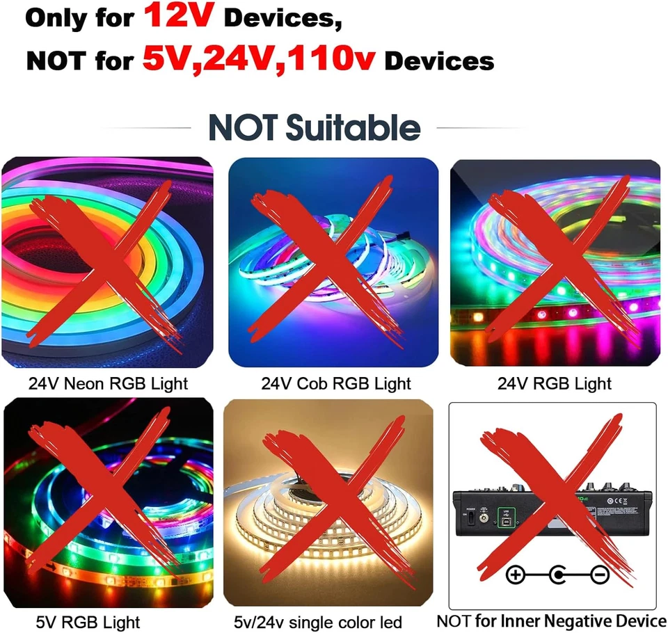 DC 12V Power Supply Adapter with Inline on off Switch for Small Led Light Strips - Image 4 of 4