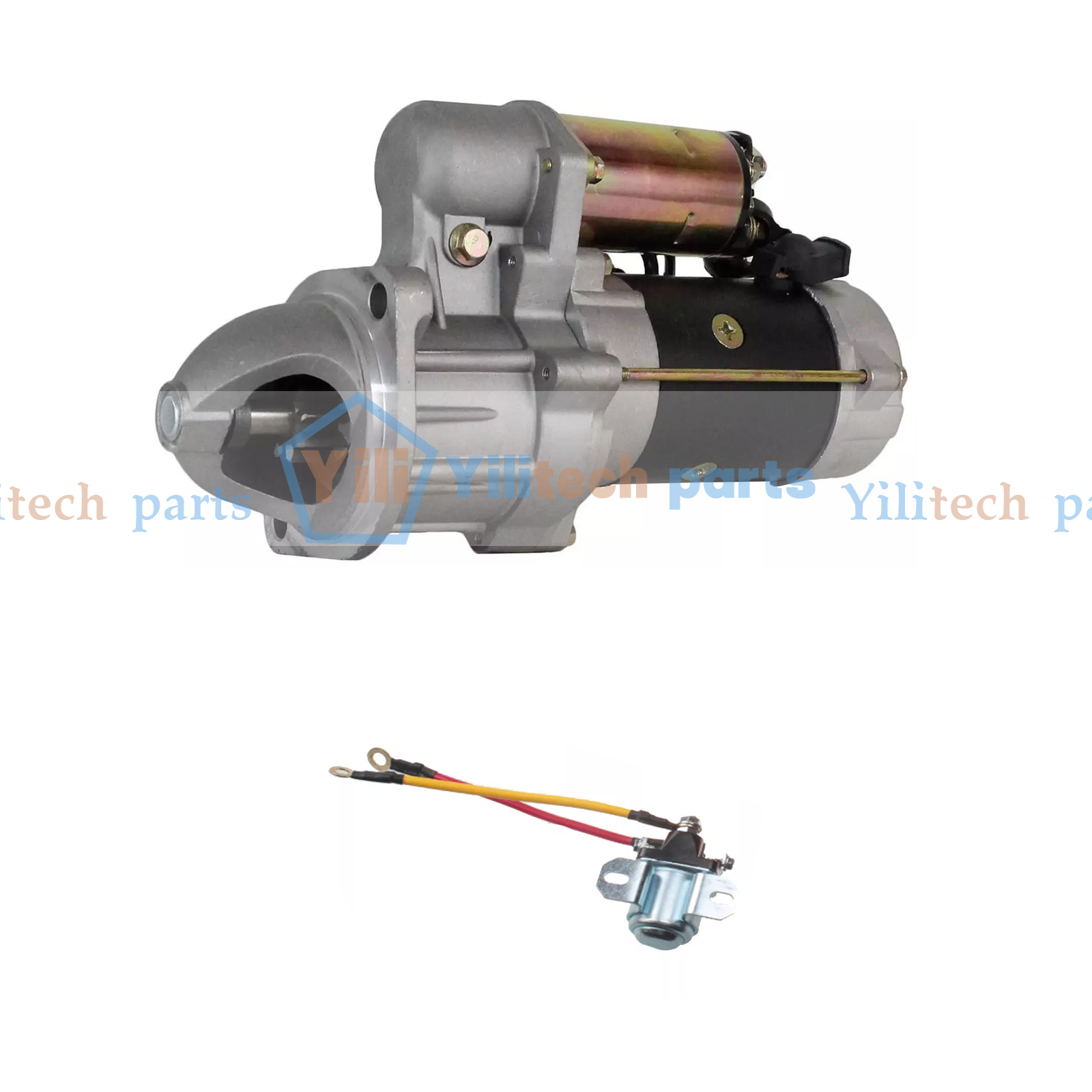 12V Starter Motor W/Relay 0-23000-2542 600-813-3130 10T For Komatsu Engine 4D95