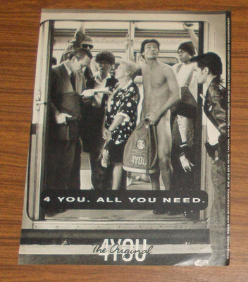 Seltene Werbung vintage 4YOU Rucksack Tasche - Nackter Mann in U-Bahn 1993