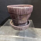 Vintage McCoy USA Pottery 5” Basket Weave Flower Pot Planter /Saucer Rare Color