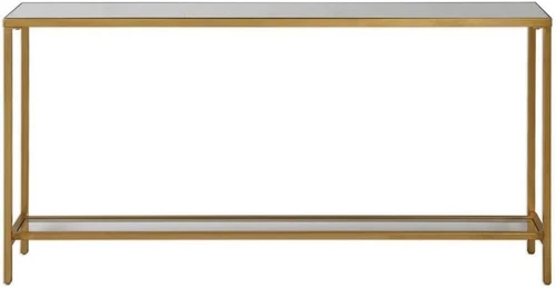 Hayley 60" Glass and Gold Console Table by  - Elegant Home Accent - Picture 1 of 8