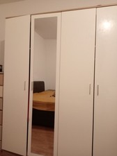 2 x 2 Door Wardrobes 1 with Mirror High Gloss White Furniture