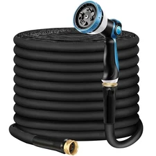 Non-Expandable Garden Hose 100feet, Flexible Water Hose with 10 Function Hose...
