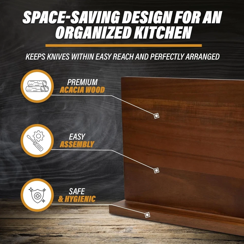 Wooden Magnetic Knife Holder - Dual - Sided Stand with Enhanced Magnets - Image 3 of 4