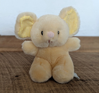 Russ Mouse Stuffed Plush Yellow Gingham Vintage