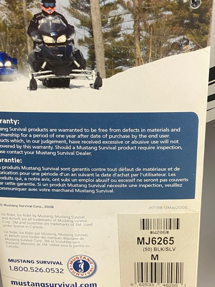 MEN'S ICE RIDER SNOWMOBILE MUSTANG JACKET,MJ6265, NEW, SIZE MEDIUM, BLACK/SILVER - Image 4 of 4