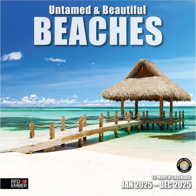 Untamed & Beautiful Beaches 2025 Wall Calendar 12 Month | 12'' X 24'' Open |