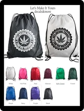 MARIJUANA 100% NATURAL PRODUCT LEAF LOGO CUSTOM DRAWSTRING BACKPACK SPORTS BAG
