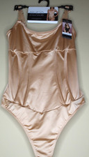 Intimates Sofia Vergara Satin Sculpting Corset Thong Bodysuit Small Almond