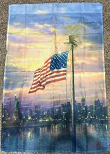 Thomas Kinkade Light of Freedom Statue of Liberty Garden/Yard Flag 25x37