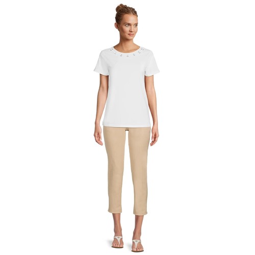 RealSize Tee Women Size Medium White 100% Cotton Crewneck Short Sleeves Pullover - Imagen 2 de 3