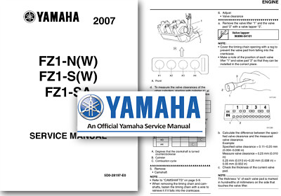Yamaha FZ1 Fazer Service Manual 2007 FZ1-N FZ1-S SA Workshop Shop 