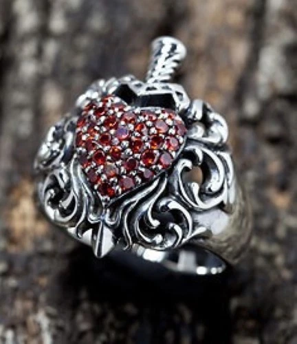 ANELLO DA DONNA IN ARGENTO STERLING 925 CUORE ROSSO AMORE ANELLO DA SPOSA GOT... - Immagine 3 di 4