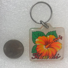 Hawaii Hibiscus Plastic Keychain