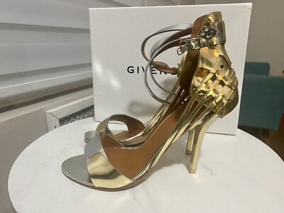 GIVENCHY Metallic Silver and Gold Stiletto Sandals Size 39