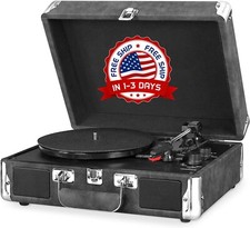 Tocadiscos Portatil Bluetooth De 3 Velocidades Con Dise o De Maleta Color Gris