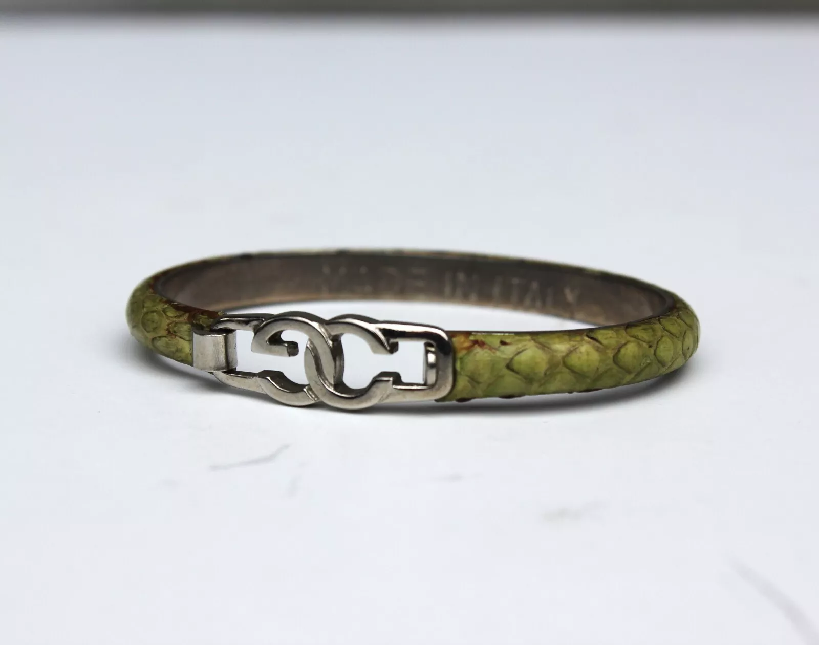 Bracelet vintage en peau de serpent GUCCI, bijoux italiens, accessoire designers originaux