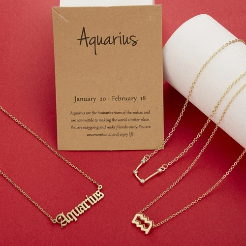 3Pcs/Set 12 Constellations Pendant Necklace Horoscopes Zodiac Women Choker - Picture 13 of 48
