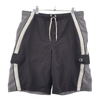 Ocean Pacific Board Shorts Boys Drawstring Pkts Elastic Waist Black Gray White L