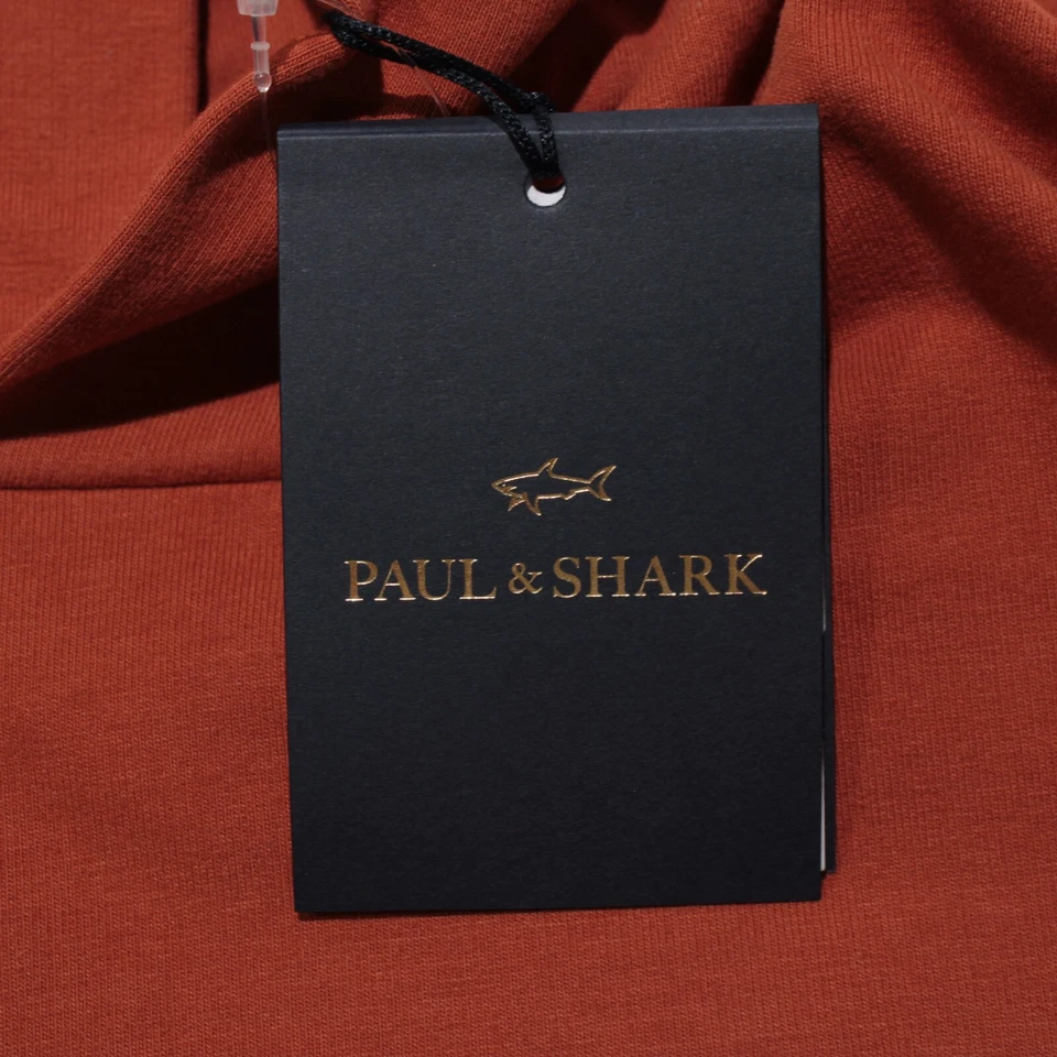 Paul & Shark NWT Pullover Hoodie Sweater Size Medium in Orange Cotton Blend - Image 2 of 4