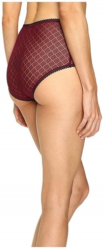 Else 168565 Womens Scalloped Edge Mesh High Waist Brief Berry Size X-Small - Picture 3 of 3